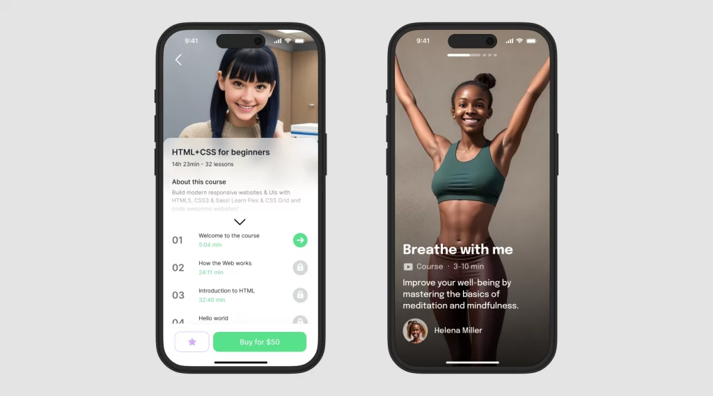 app UI with Human Generator